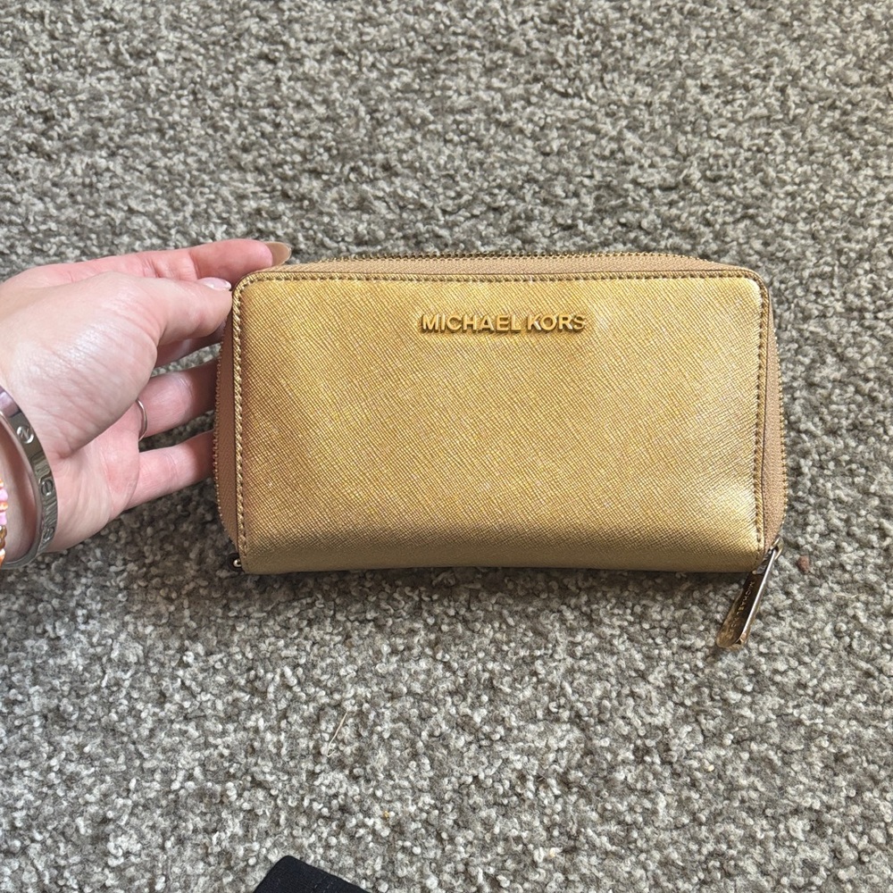 Michael Kors Metallic Gold Zip Wallet